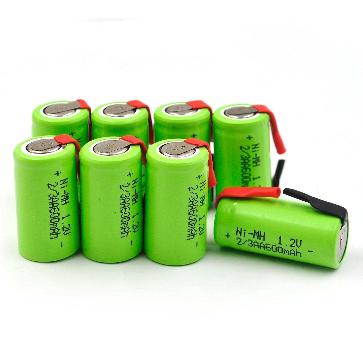 (8-Pack) 2/3AA 1.2V 600mAh Ni-MH Battery with Tabs Replacement for RC Devices, Electric Tools, Toys, Meters, Two-Way Radios, Hybrid Cars, Razors