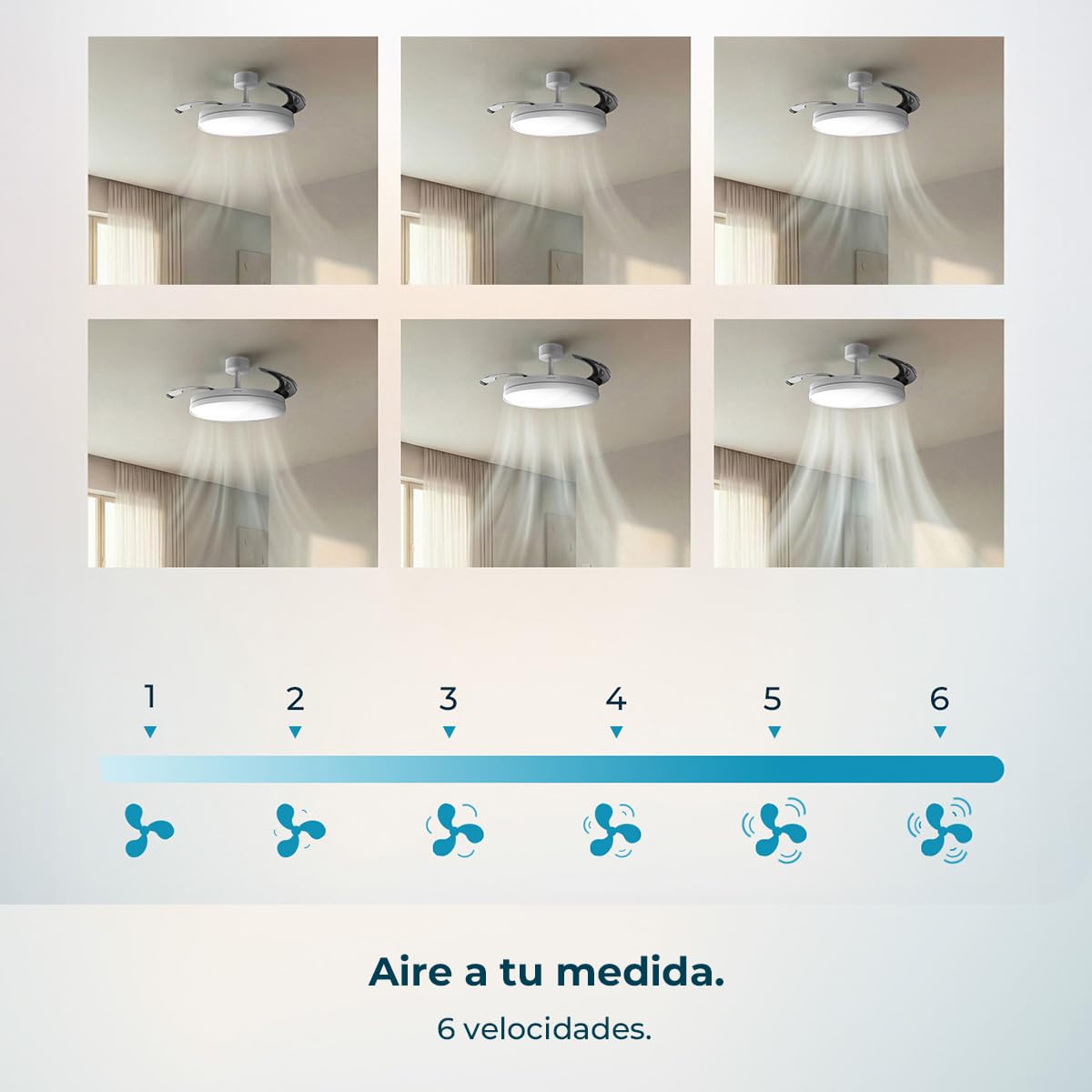 Cecotec Ventilador de Techo con Luz con Aspas Retráctiles EnergySilence Aero 2440 Invisible Pure White. 30W, Motor DC, Mando a Distancia, Temporizador 6h, 6 Velocidades, Función Winter-Summer — view 3