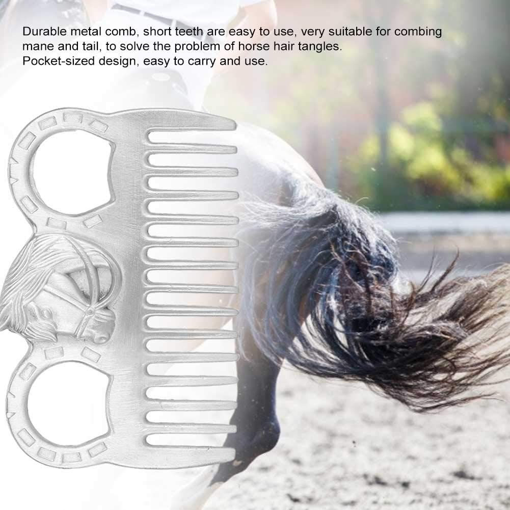 Peigne en Métal pour Crinière et Queue de Cheval, Outil de Toilettage Portable pour Chevaux, Accessoire de Nettoyage pour Éliminer les Poils