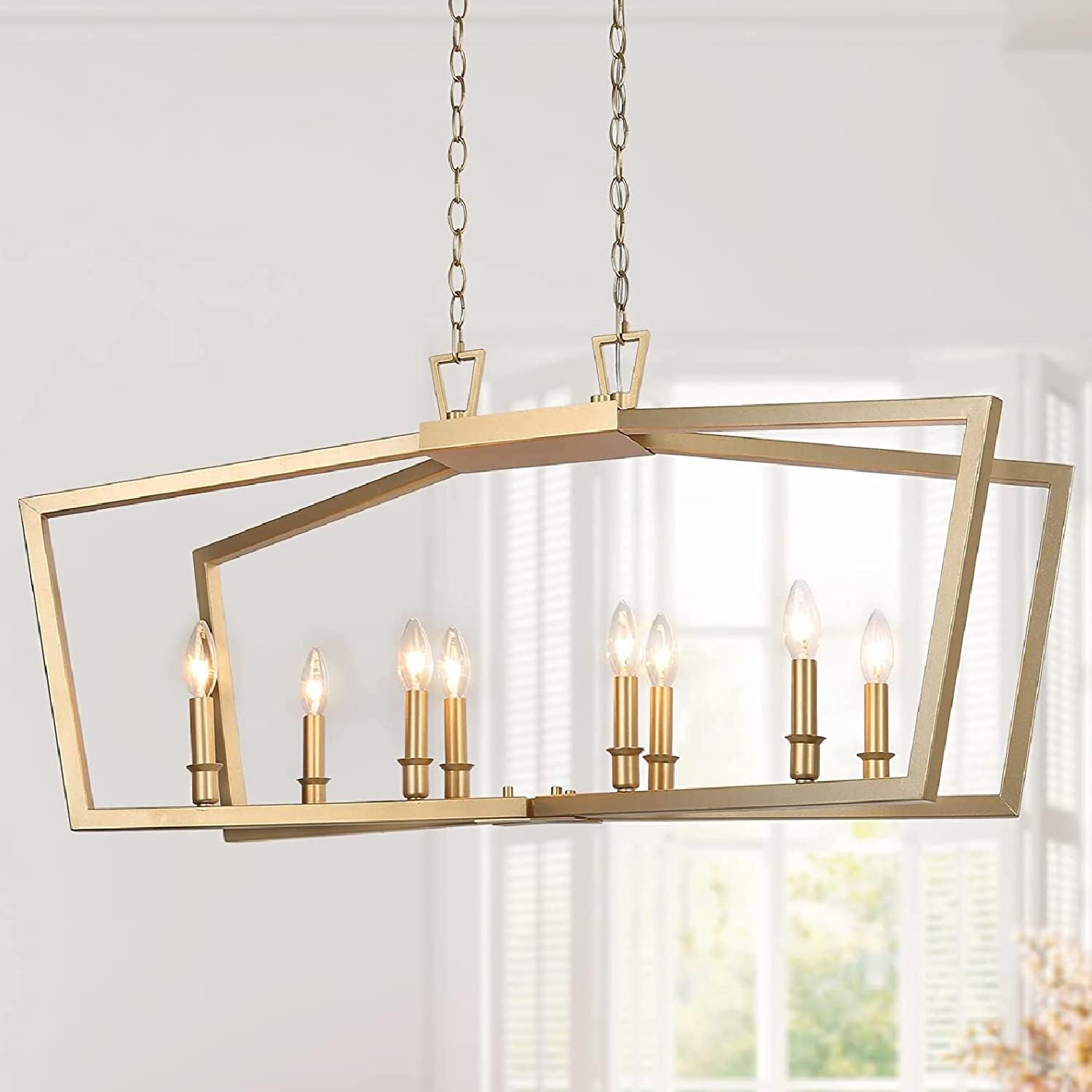 Durent Lighting Gold Chandelier, Modern Chandelier Light Fixture with 8 Lights for Kitchen Island, Dining Room and Living Room, 37 Inches