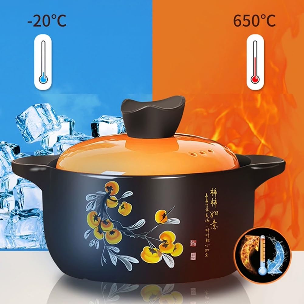 RajoNN Cuchara de Mesa Juego de cucharas Cazuela de cerámica Cazuela de Barro con Tapa, Cazuela de Barro para cocinar al Calor - Cazuela con Tapa, Cazuela de Barro Utensilios de Cocina Olla para