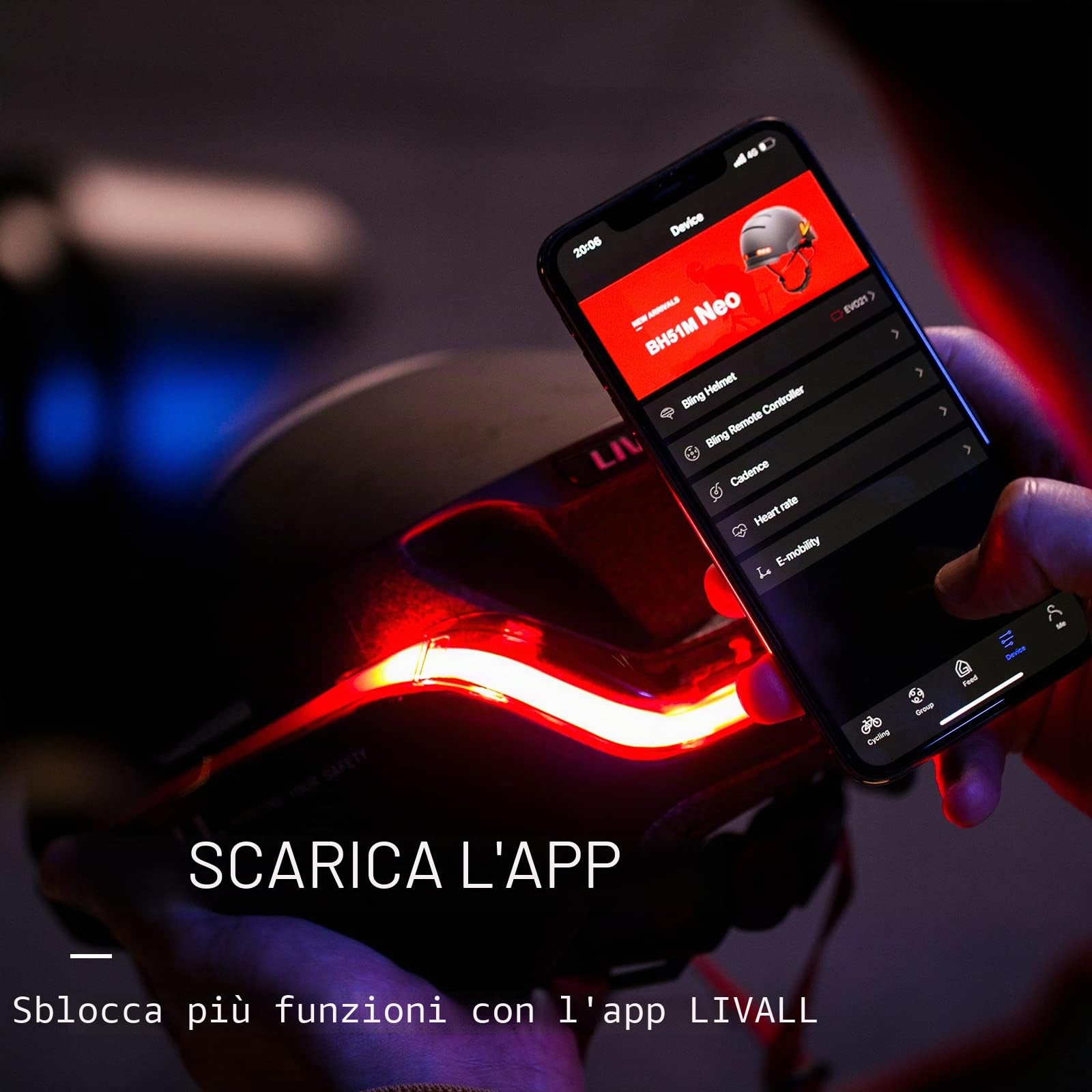 LIVALL BH51M NSO Smart Casco da bicicletta Bluetooth con altoparlanti e microfono integrato, casco da bicicletta con indicatori di direzione intelligenti, rilevamento delle cadute, casco da bicicletta
