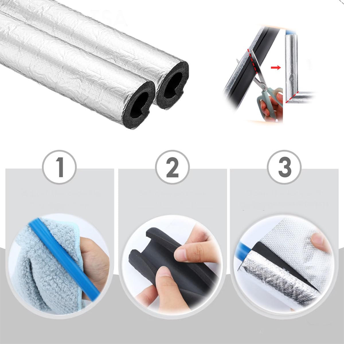Tubería de aislamiento de tuberías de espuma autoadhesiva de 2-3/8" 4-1/2" 8" ID, tubo de espuma de neopreno, envoltura de línea de acondicionamiento， 1 unidad(ID 8"xT 3/4")