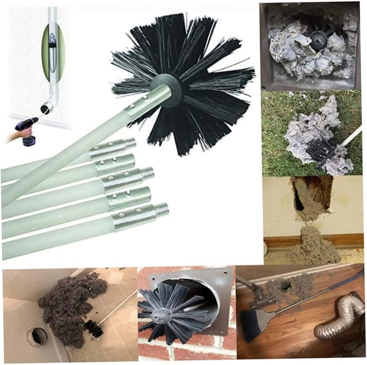 Dryer Vent Cleaning Brush Kit Lint Cleaner for Dryer Vent Chimney Brush