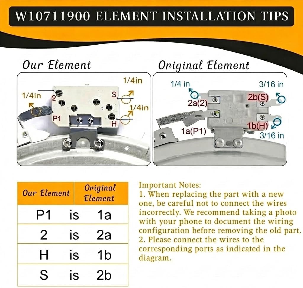 STELPART 12" W10711900 3012343812 3000/1950W Dual Surface Element for