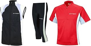 – Unidad multifunción Tight – Juego de 3/4 de largo + Camiseta de manga corta + unidad Chaleco, primavera/verano, Unisex, color Rojo - rojo, tamaño XL