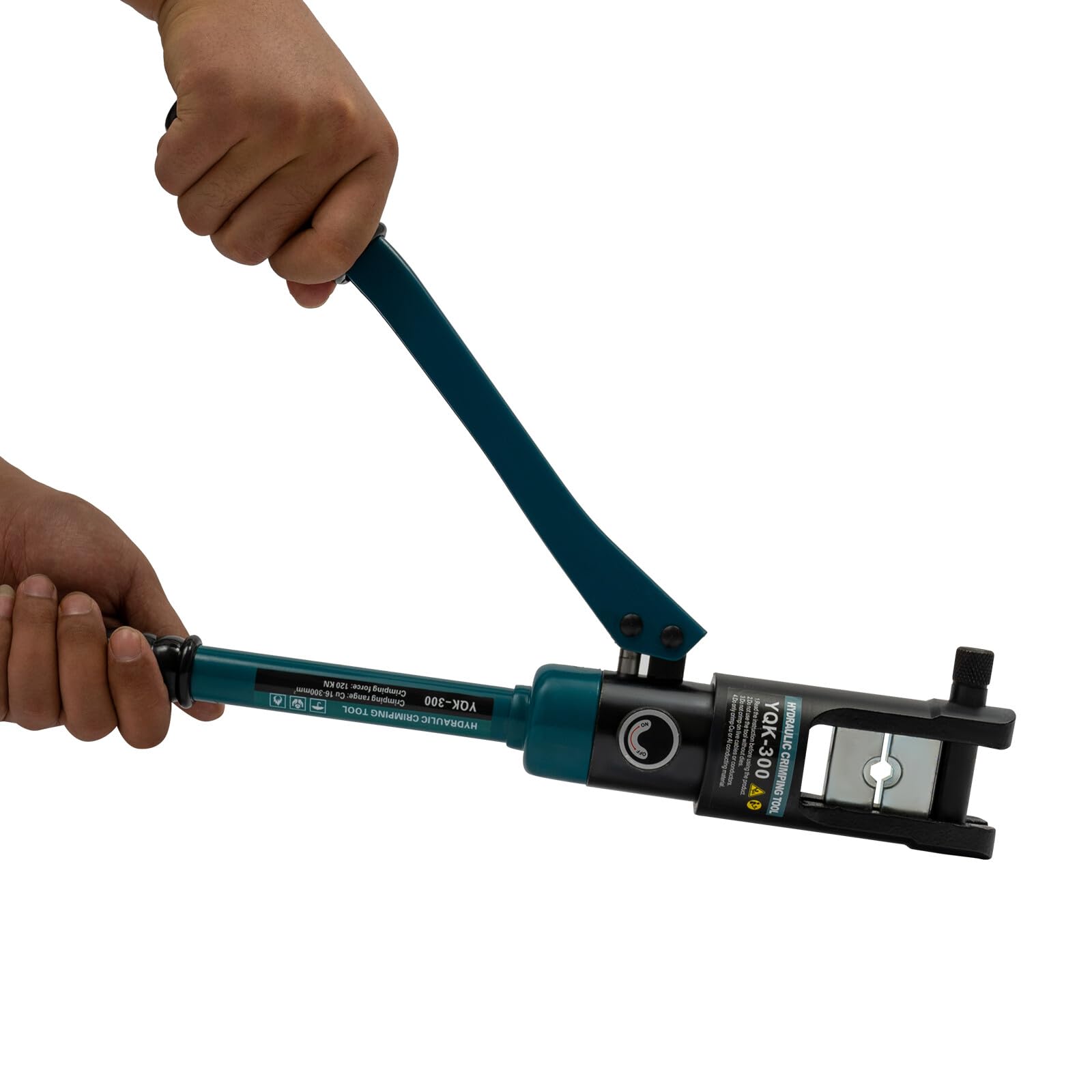 YQK-300 - Crimpadora hidráulica de 16 toneladas con 11 matrices de 16 a 300 mm², fuerza de crimpado de 120 KN, cabezal giratorio de 360°, mango ergonómico, para terminales de cables y tuberías