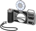 TELESIN C03 Magnetic Phone Selfie Light Compatible avec iPhone Mag-Safe CRI97 360° LED La lumière de remplissage de bague de Selfie avec miroir pour les selfies/photographie/TikTok/Zoom Appels/Conférence vidéo (Blanc)