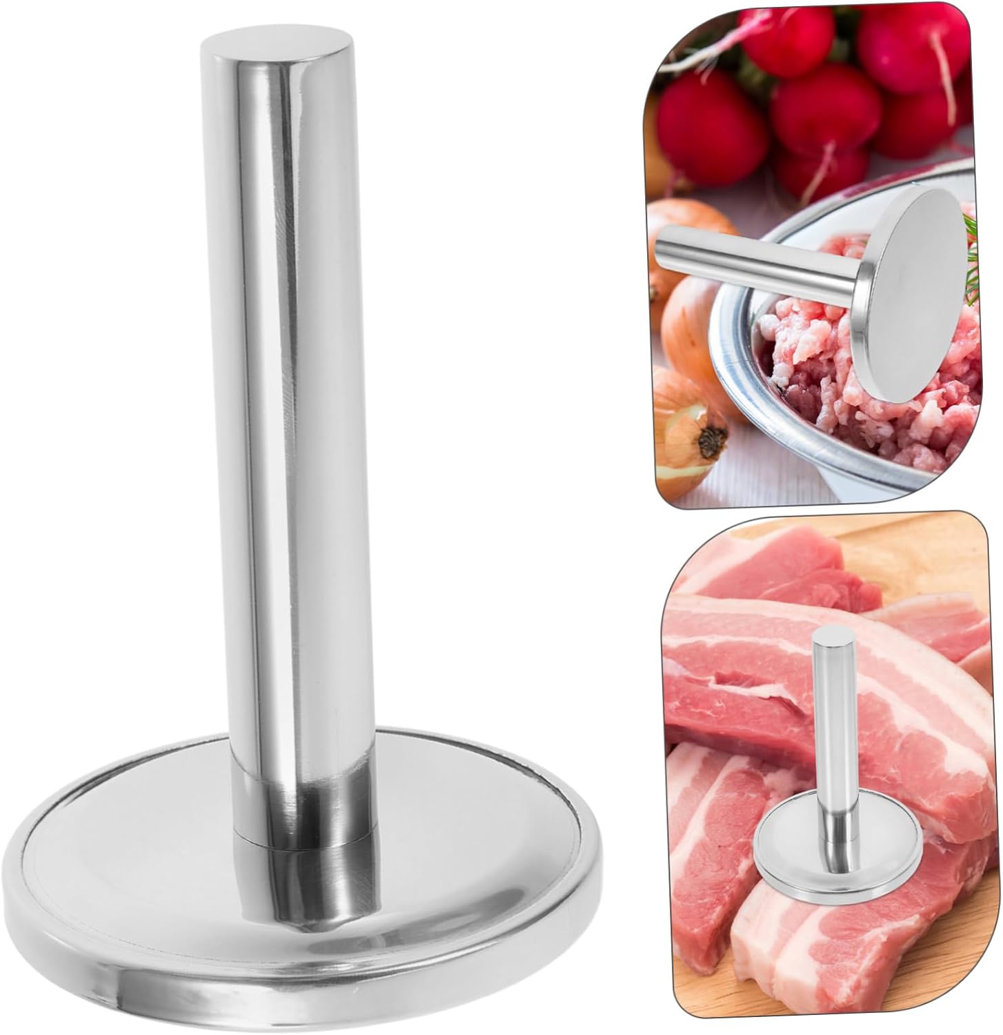 Meat Loosening Hammer Chicken Meat Tenderizer Mallet Hammer Meat Press for Cooking Potato Masher Meat Mallet Pounder Meat Smasher for Ground Beef Meat Hammer Stainless Steel Silver