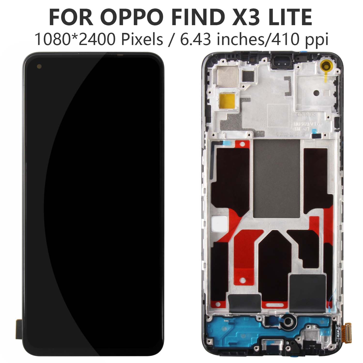 Cache Batterie Vitre Arrière Premium Noir Étoilé Pour OPPO Find X3 Lite