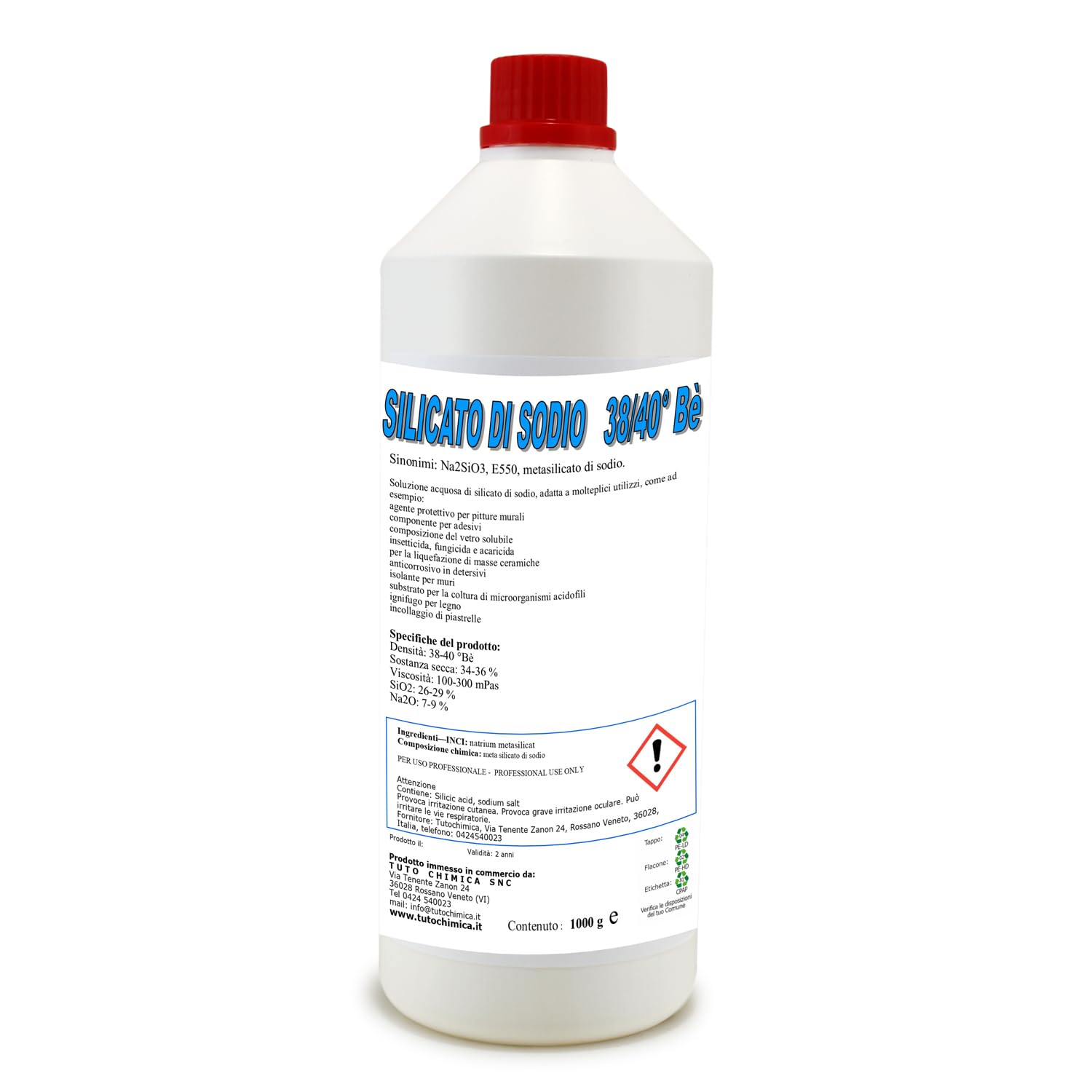 Silicato di sodio 38/40 be 1 kg