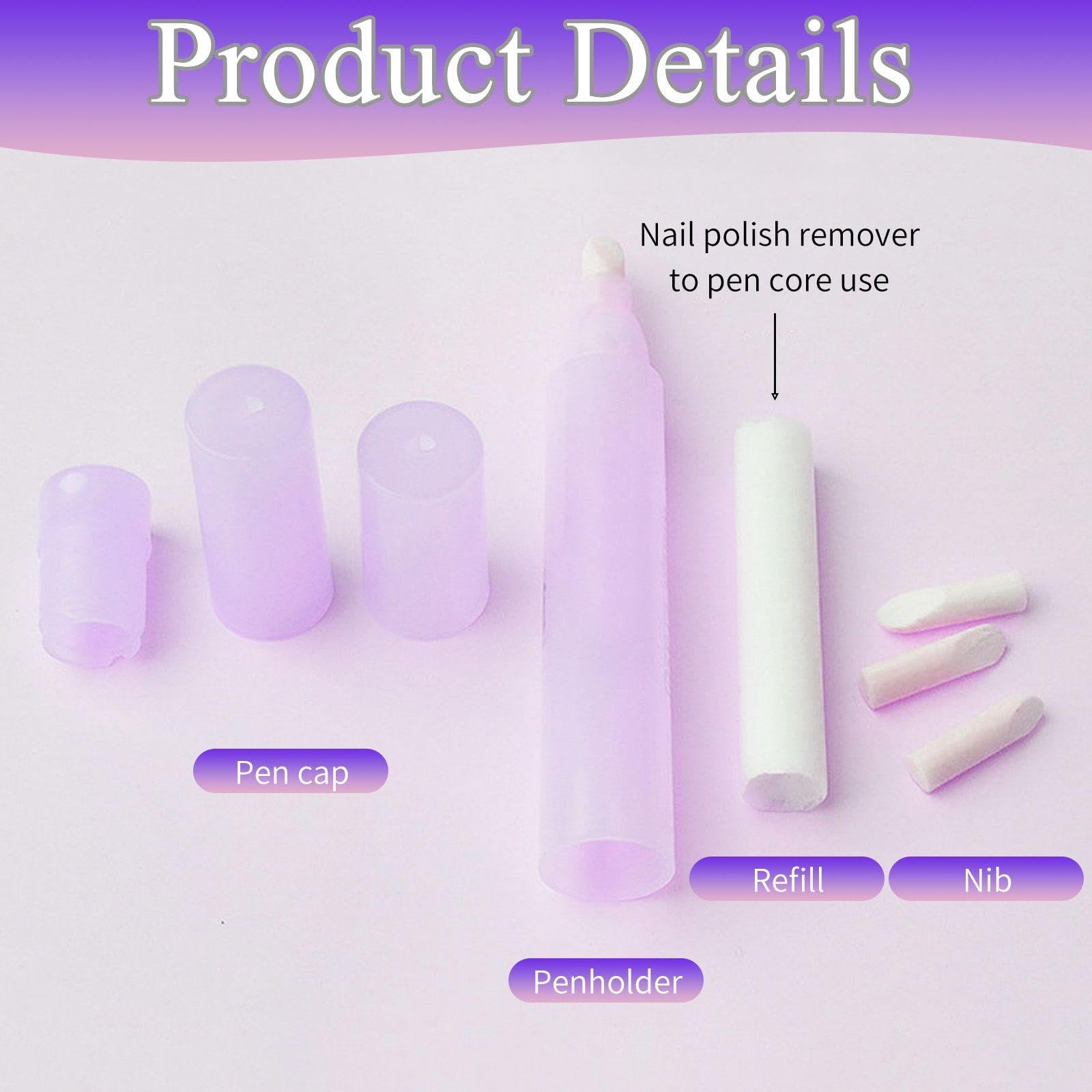 Penna Per Strumenti Per La Pulizia Delle Unghie Da 8 Pezzi, Penna Per La Correzione Dei Bordi Delle Unghie, Penna Per La Pulizia Dello Smalto Multifunzione, Strumento Per Nail Art.