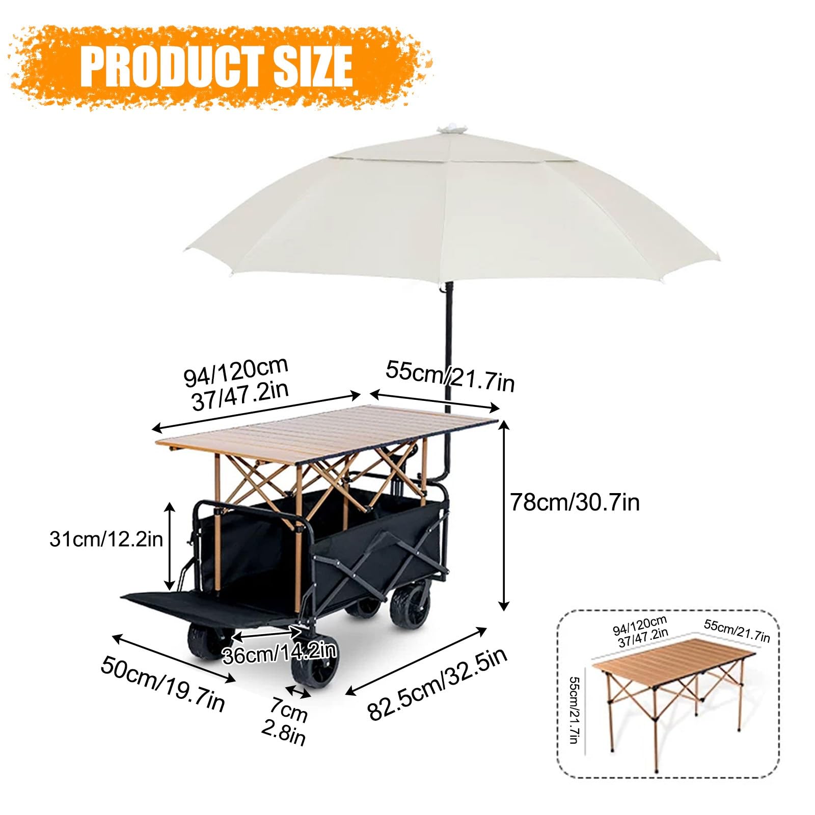HARELA Genérico Puesto de Mercado con toldo, Móvil de Venta Ambulante de Comida, Puestos Plegables para Puestos Callejeros, Ferias De Artesanía(Green,94cm/37in)