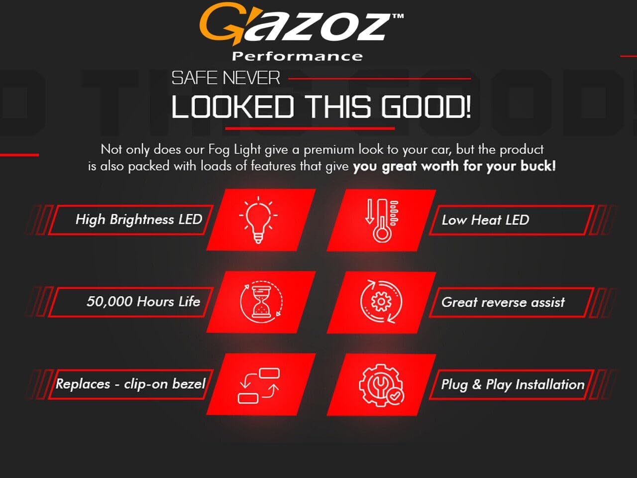 F1 Hyper 4th Brake Light Fog Light plug and Play Harness Compatible With WRX VB 2022 2023 2024 2025 Red Lens - Red Housing