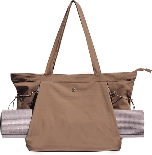 Miniatura 27 de ESVAN Bolsa de yoga para mujer, bolsas de hombro con cordón para oficina, entrenamiento, viajes, transporte, pilates, gimnasio y playa Púrpura