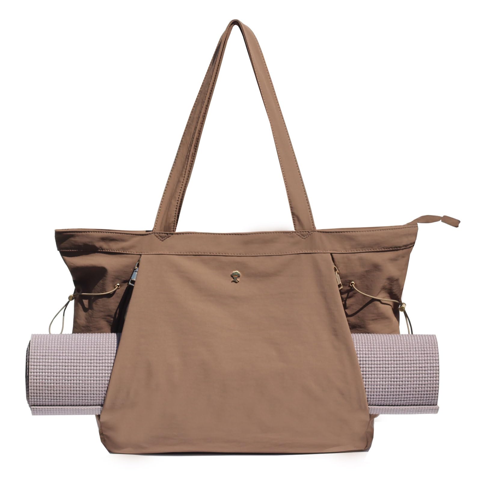 Yoga Tote Bag for Women Shoulder Bags Drawstring for Office Workout Travel Carryall Pilates Gym and Beach (Coffee)