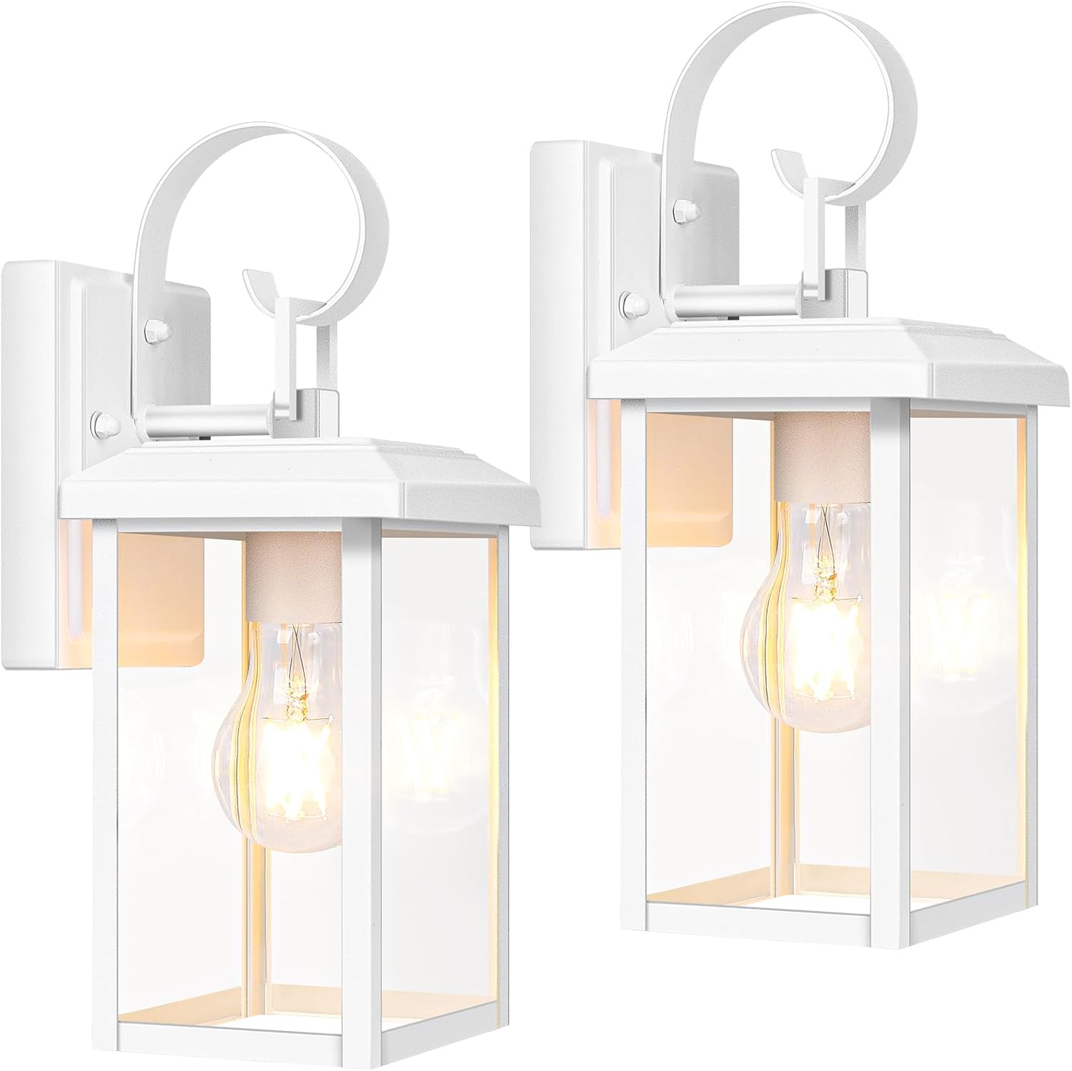 BesLowe 2-Pack Outdoor Wall Light Fixtures, Exterior Lighting Fixtures Wall Mount, Waterproof Porch Lights Outdoor Wall Sconces Lanterns, Modern Outside Lights for House Front Door Garage, White White 12.8" (2-Pack)