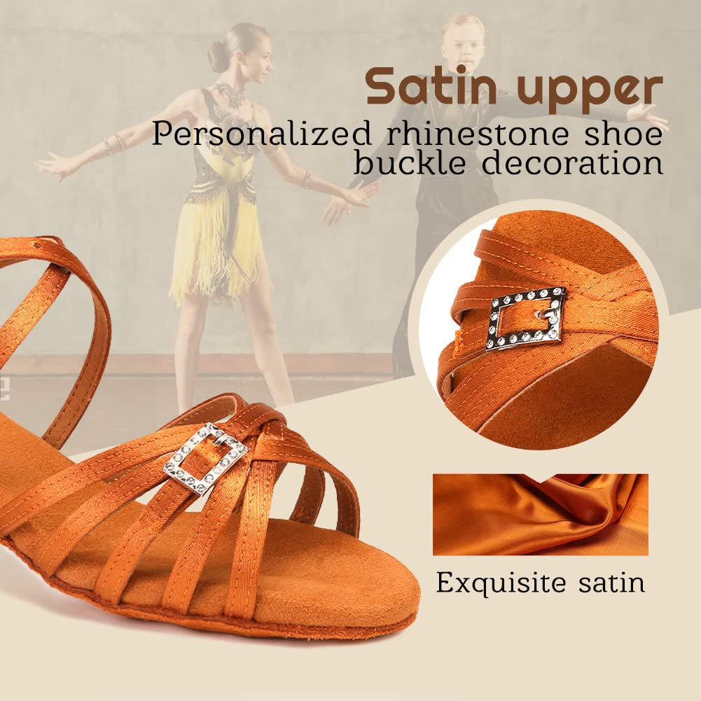 Scarpe da Ballo Latino Bambina con Punta Aperta Salsa Bachata Scarpe da Ballo da Sala con Tacco Basso