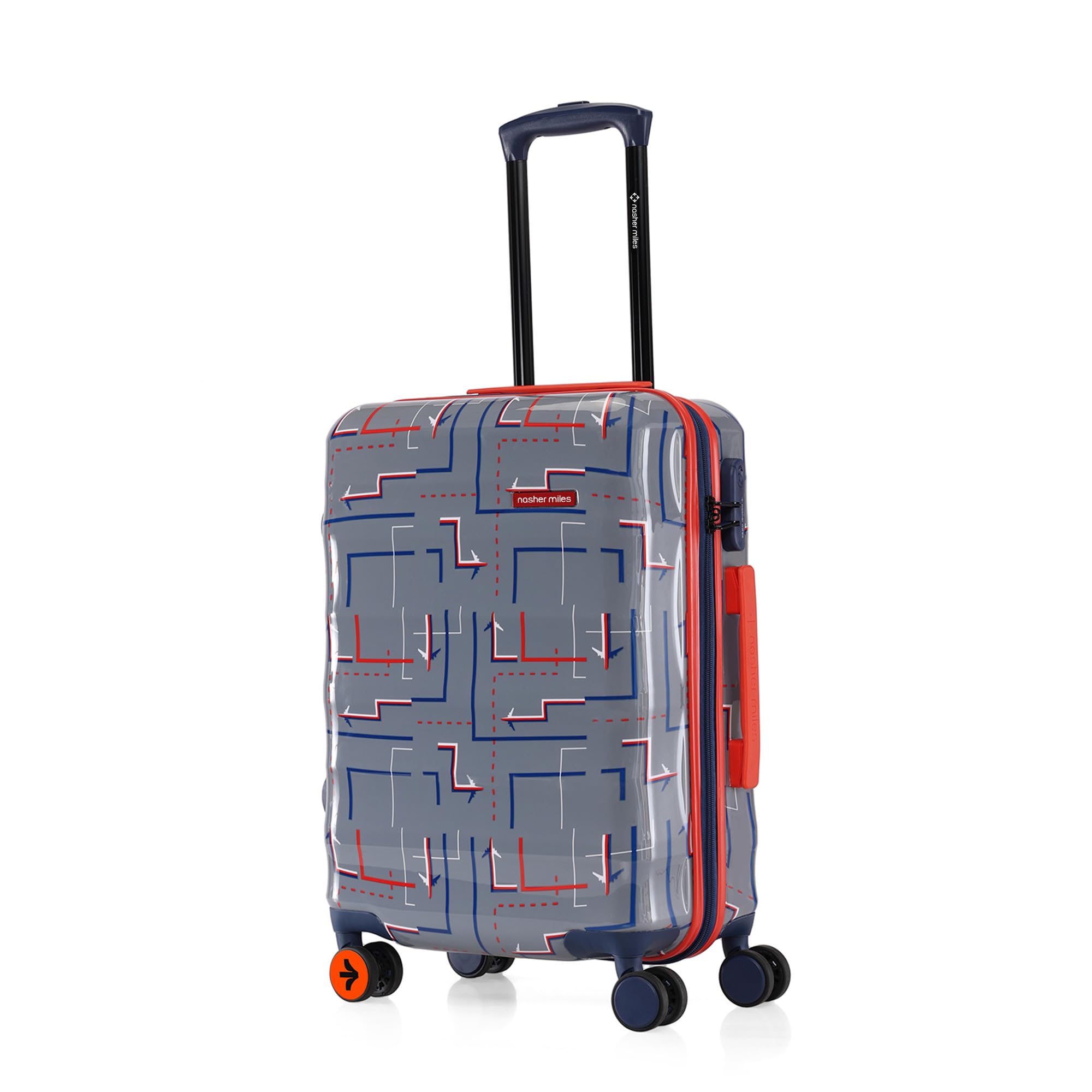 Nasher MilesDenver Hard-Sided Polycarbonate Printed Cabin Luggage Grey 20 inch |55 Trolley Bag