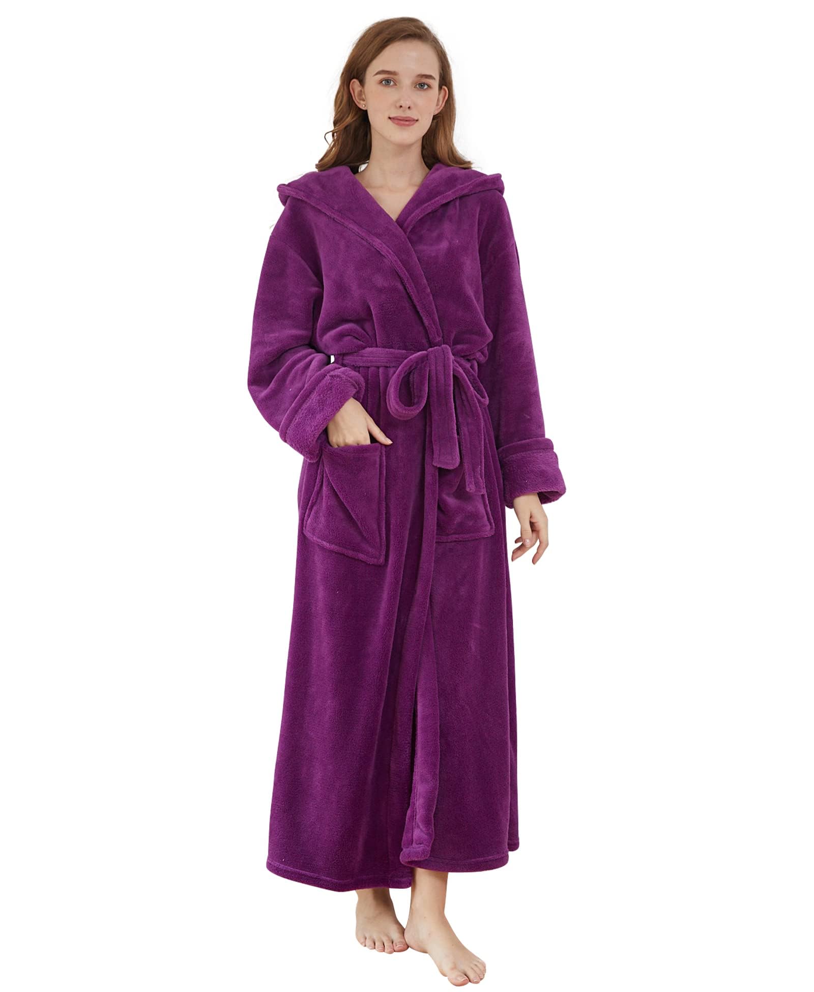 DiaryLookFluffy Ladies Dressing Gown with Hooded, Super Soft Loungewear Robe for Women, Dressing Gowns for Women UK Bathrobe