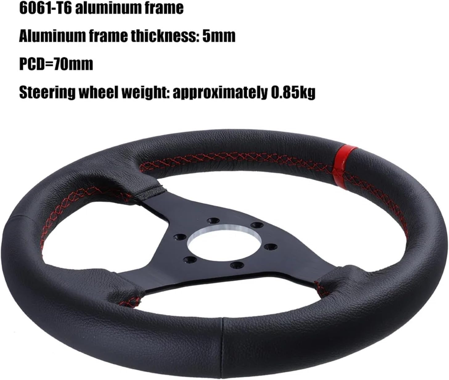 Volante da Corsa Universale 320mm Volante Piatto Sportivo in Pelle Racing Drift Pc Sim Telaio di Controllo del Volante del Gioco, Leather-Red Stitch