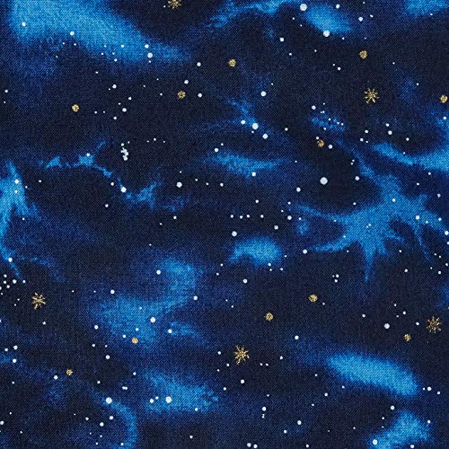 Kaufman Stargazers Metallic Sky Navy, Fabric by...