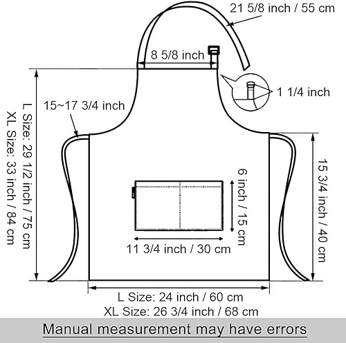 Miniatura 7 de TOPTIE Conjunto de delantal ajustable de lona de algodón y sombrero de chef para hombres y mujeres