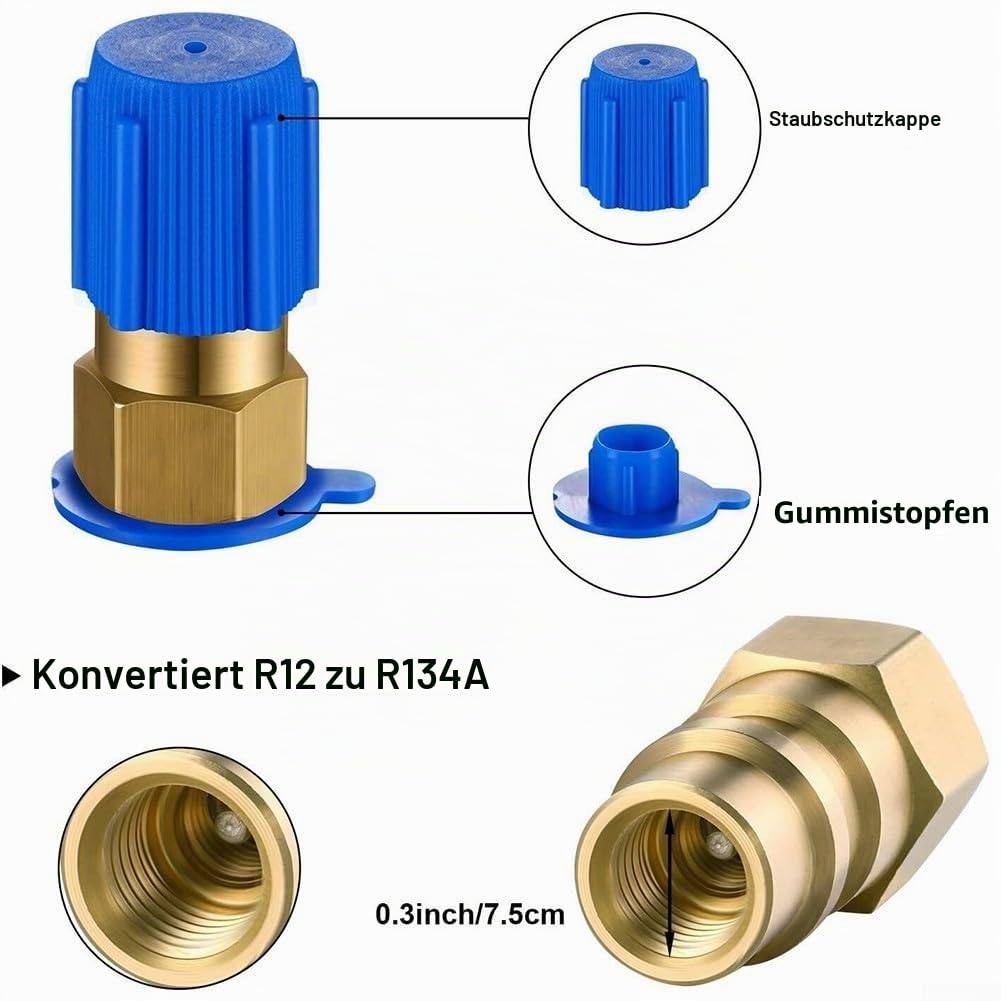 BPV31 Piercing-Wasserhahn-Ventil-Kits, kompatibel mit 1/4 Zoll Außendurchmesser, 5/16 Zoll und 3/8 Zoll Rohren, für Kühlschrank-Manometer