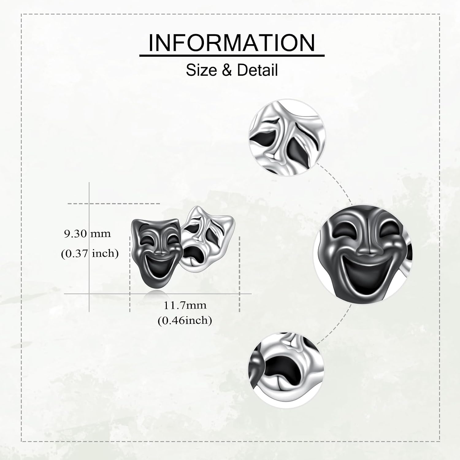 YAFEINI Theater Earrings 925 Sterling Silver Comedy Tragedy Mask Earrings Drama Masks Jewelry Theater Gifts for Women