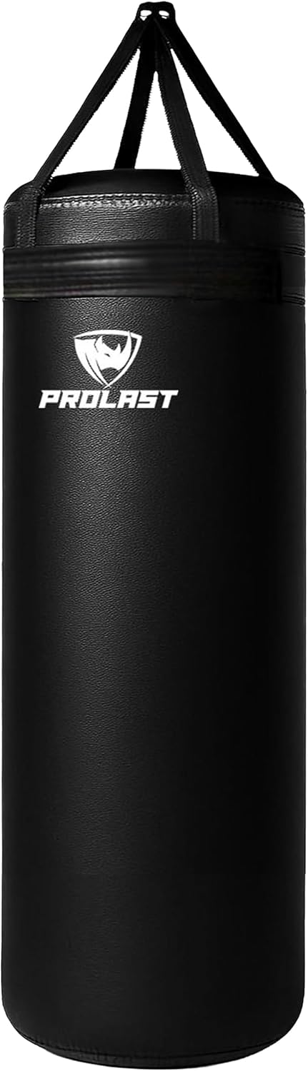 PROLAST Extra Large Heavy Punching Kicking Bag for Adults, Boxing, MMA, Martial Arts, Muay Thai, Strength Training Equipment, Filled/Unfilled, Rhino Logo, XL Black