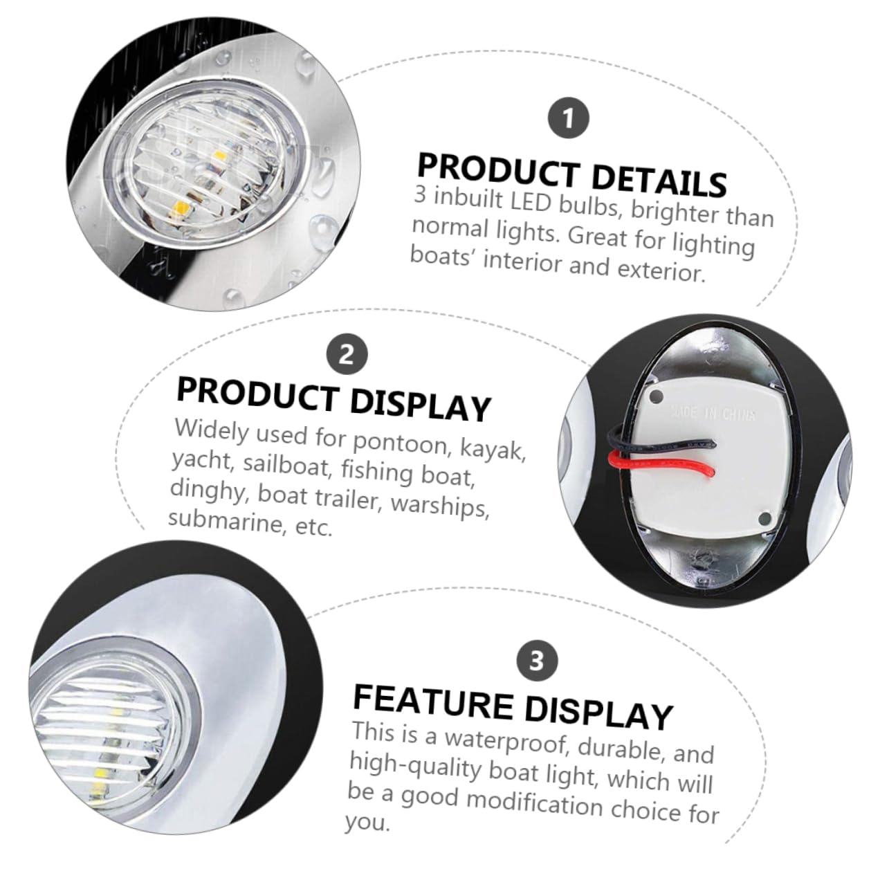 SUPVOX Led Stern Lights for Boats Marine Led Boat Light 4pcs Set Waterproof Design Low Power Consumption for Cab