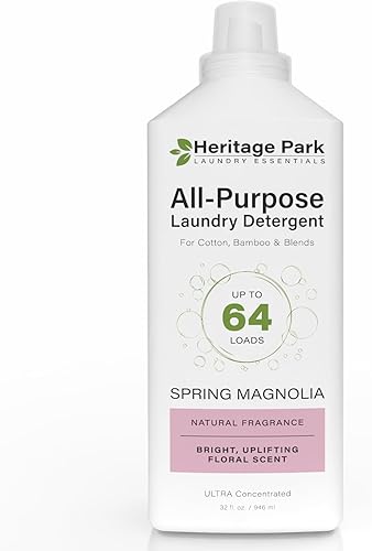Heritage Park - Detergente multiusos Spring Magnolia floral, pH neutro, enzimas que combaten las manchas, ultra concentrado hasta 64 cargas (32