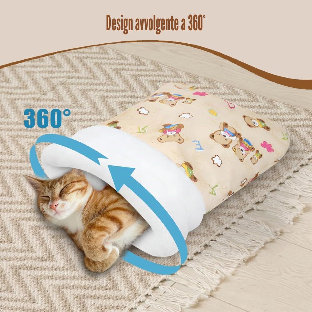 MiOYOOW Sacco a Pelo per Gatti, Letto Semi Chiuso Caldo Durevole, Cuccia Lavabile Antiscivolo Animali Domestici, per Soggiorno, Camera da Letto, Divano, Angolo