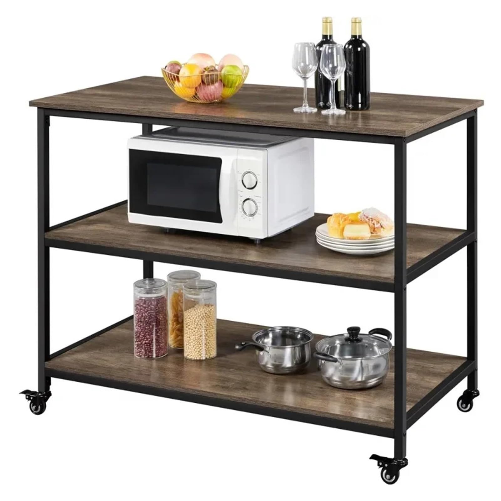 FZL02068LM Serving Trolleys Rolling Kitchen Cart Islands,Outdoor Organizer,Serving Trolley for Dining Room Organization