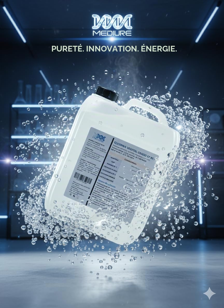 5L Glycérine Végétale (Glycérol) EP GRADE 99,7% Alimentaire Cosmétique Pharmacetique 100% Naturelle (contenu 6.25 kg net)