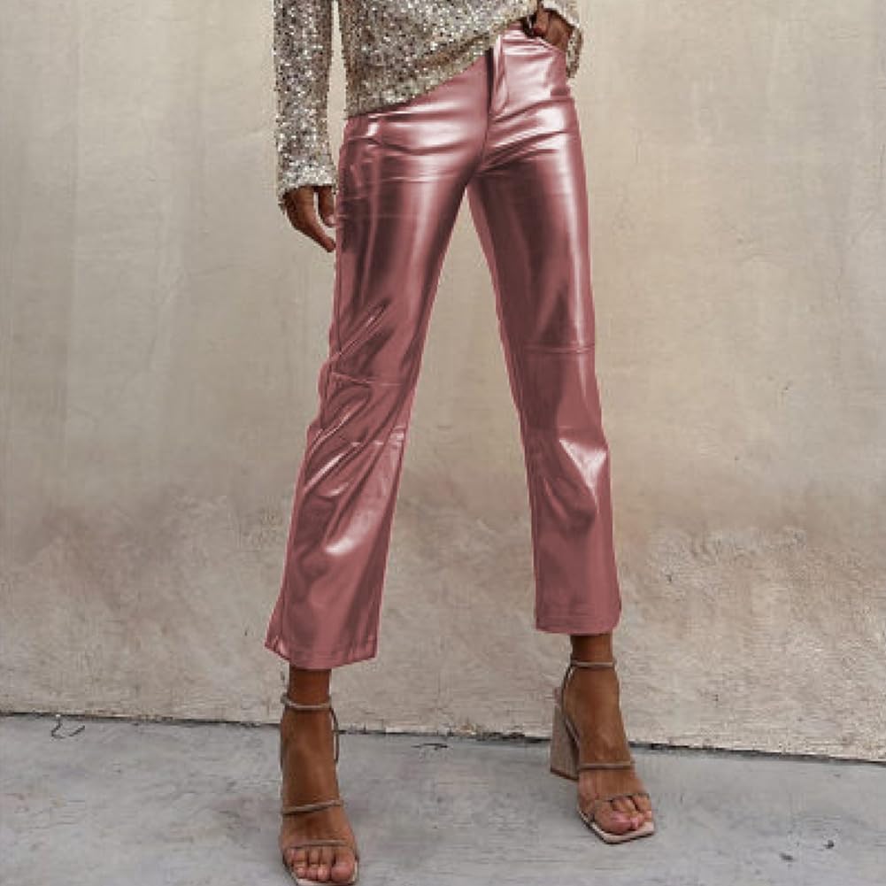 Shiny Metallic Women's Holographic Glitter Rave Dance Cropped Pants - Image 2