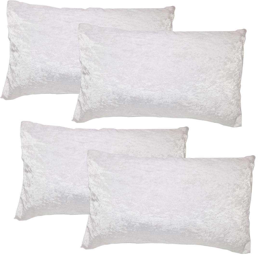 John Aird Set Of 4 Crushed Velvet Decorative Cushion Covers 12" x 20" (set of 4) (White) — image 1