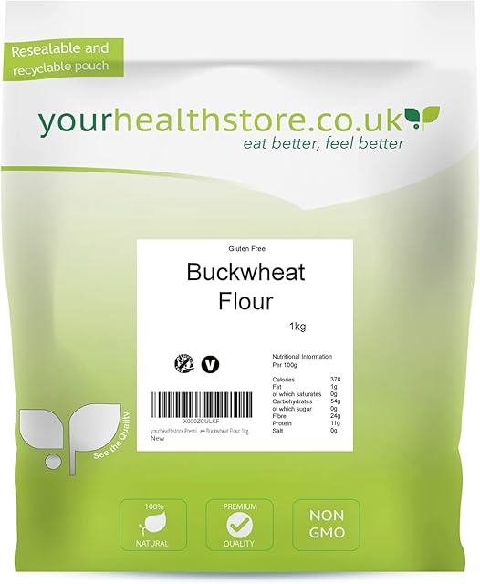 yourhealthstore Premium Gluten Free Buckwheat Flour 1kg, Non GMO, Vegan, (Recyclable Pouch).