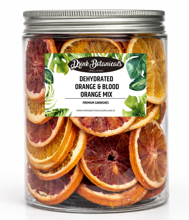 Drink Botanicals Ireland Dried Orange & Blood Orange Slices | 50+ Slices | 100% Natural Mixed Dehydrated Citrus Wheels Discs | Cocktail Garnish Cakes Tea & Wreaths | 150 g (5.29 oz) | Recyclable Jar