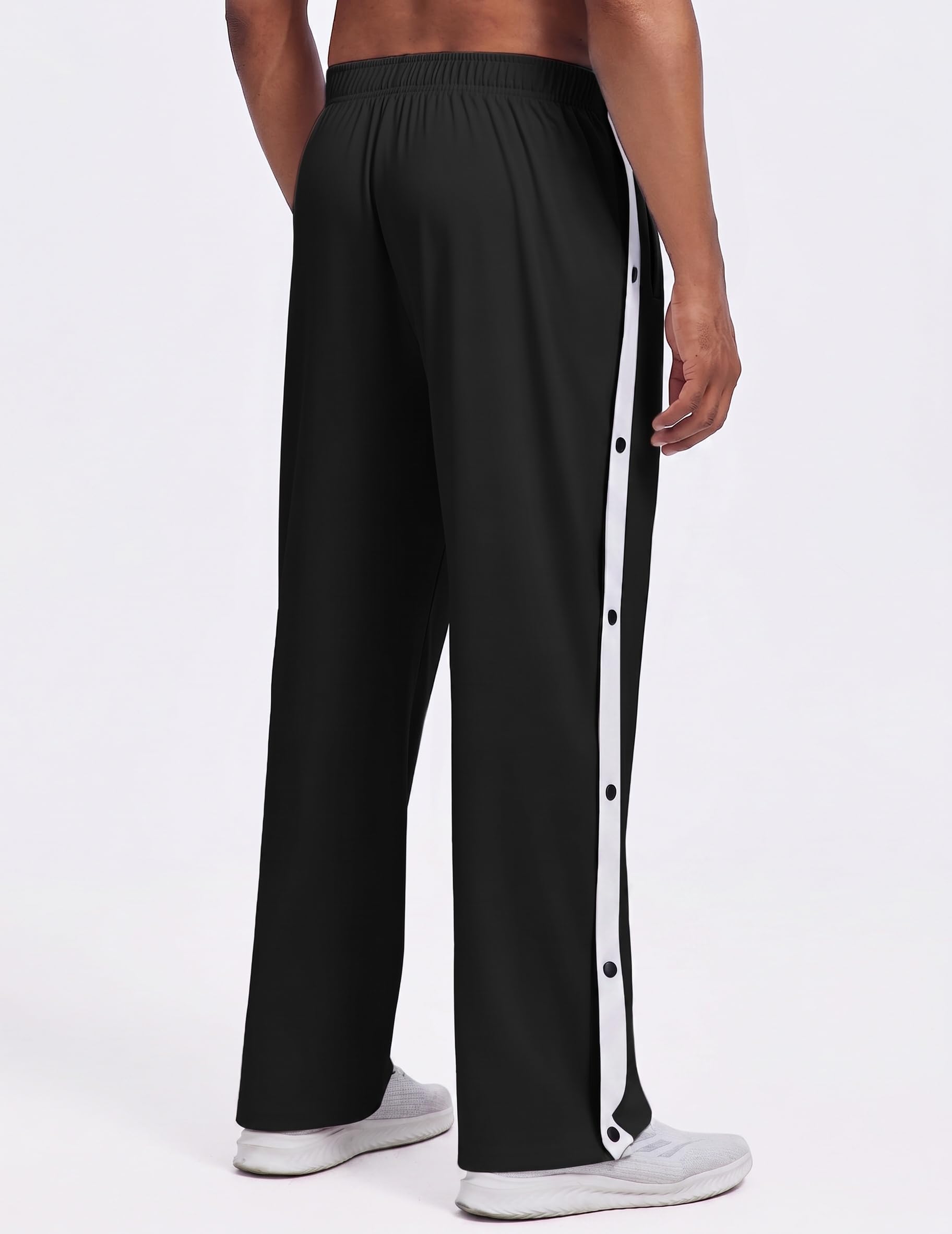 PINSPARK Pantalones de chándal para hombre, pantalones de rehabilitación, con botones de presión laterales, pantalones de deporte, fitness, pantalones de entrenamiento con bolsillos