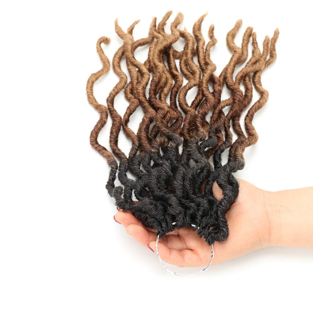 Eliza 14 Inch Wavy Gypsy Locs Ombre Red Soft Locs Crochet Hair 6 Packs Goddess Faux Locs Crochet hair African Roots Synthetic Braiding Hair Extensions for Black Women(14",6Packs, OM3T3027)
