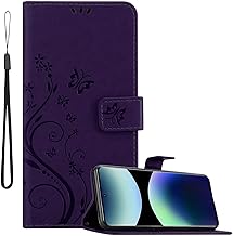 Cadorabo Custodia compatibile con Xiaomi RedMi Note 14 Pro Plus 5G in LILLA SCURO FIORE - Coperchio protettivo in design floreale con chiusura magnetica, funzione stand e slot per carte