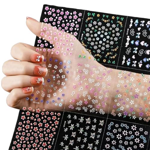 Mini Flower 3D Nail Stickers | Self Adhesive Colorful Floral Nail Decals | Cute Daisy Nail Decoration Stickers | DIY Extension Accessories | Cartoon Flower Tattoos | 30 Sheets-image-39