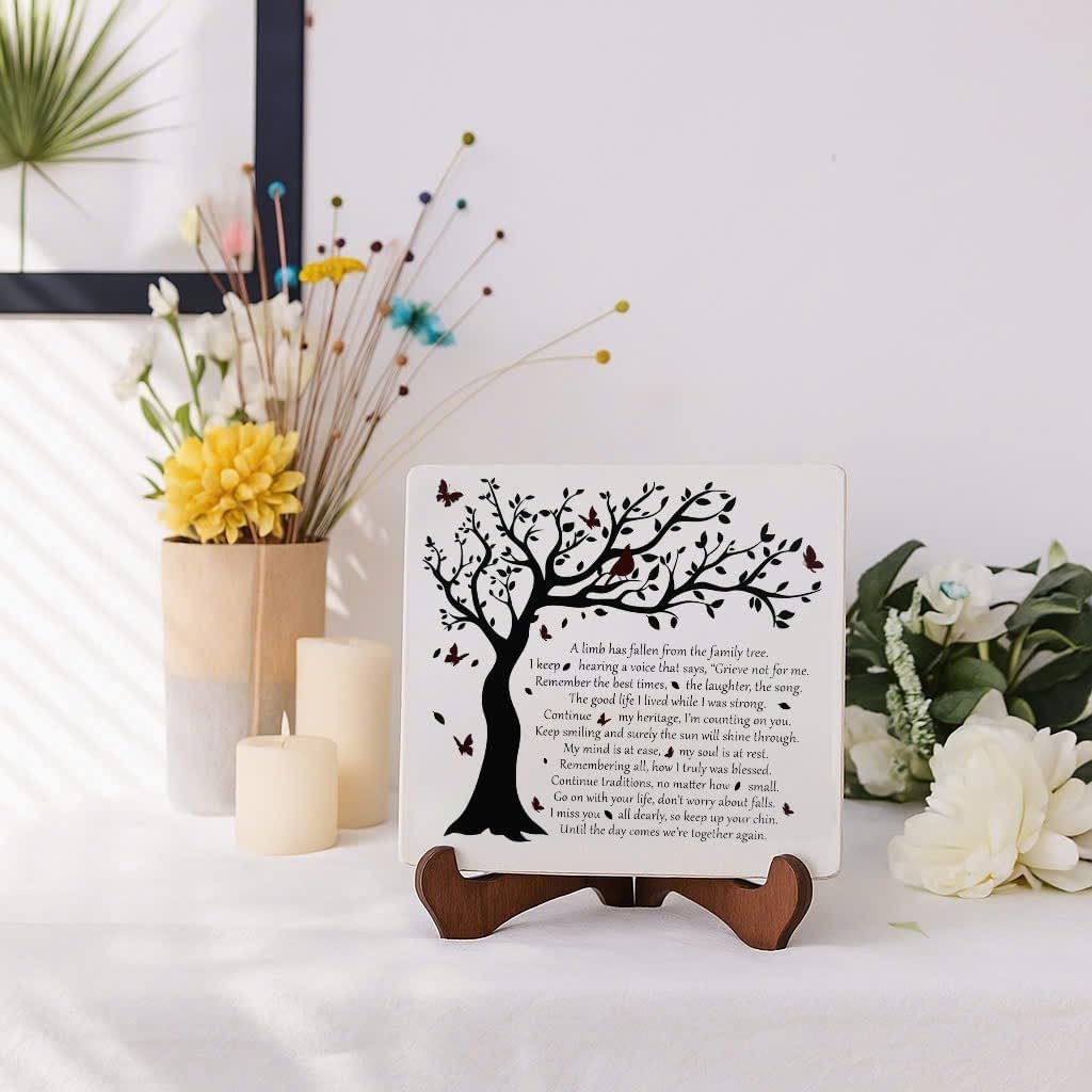 Wooden Sympathy Plaque with Stand – A Limb Has Fallen from The Family Tree Memorial Sign – Bereavement Condolence Gifts for Loss of Loved One – Tabletop Remembrance Decor - Image 7