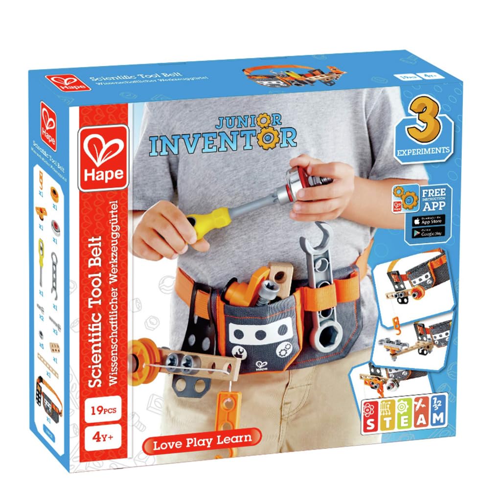 Hape E3035 Junior Inventor Scientific Tool Belt - Build on the Belt - Includes 3 Experiments