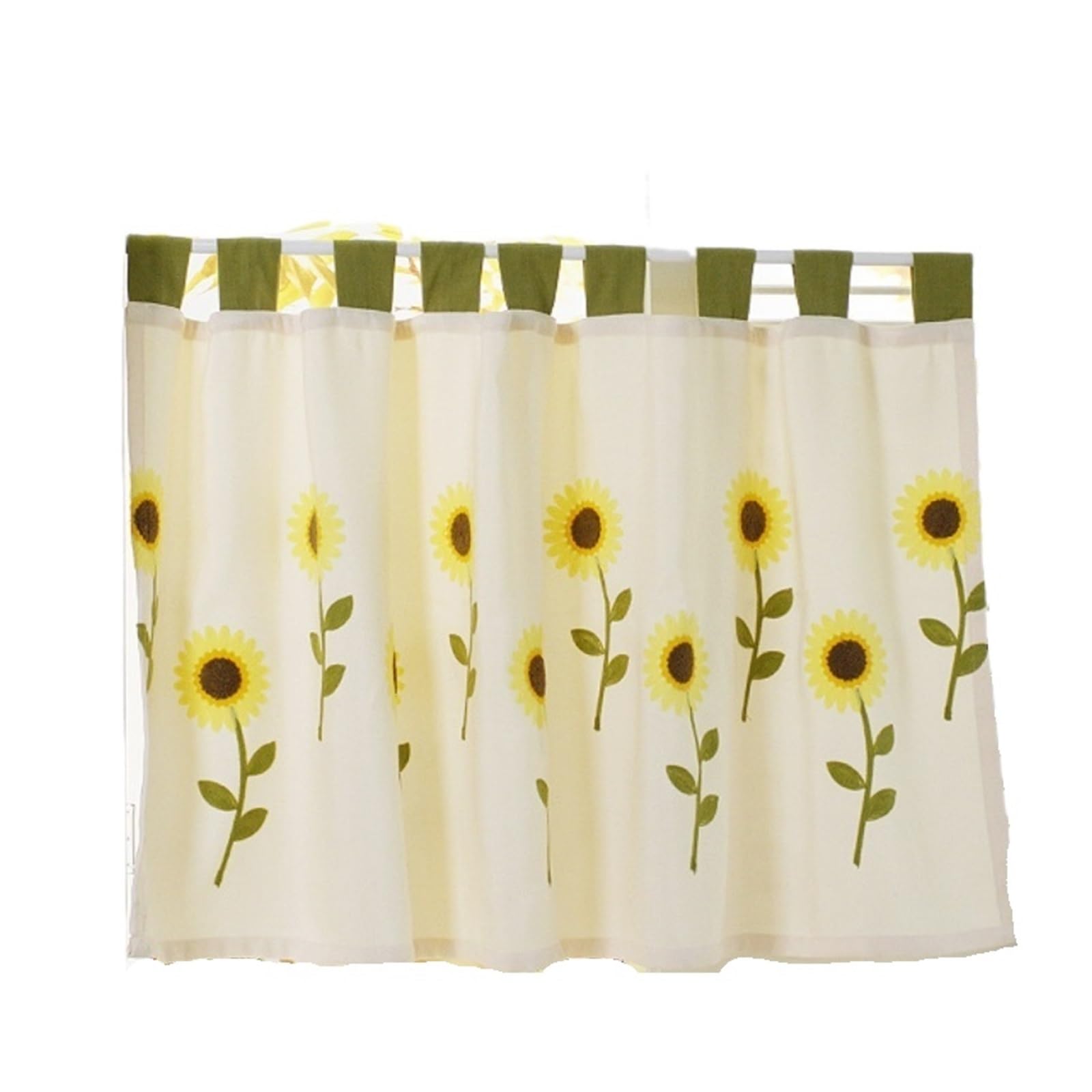 LNNXSZ Short Curtains Embroidered Sunflower Short Curtains Delicate Window Treatment for Kitchen Blackout(W100XL67CM)