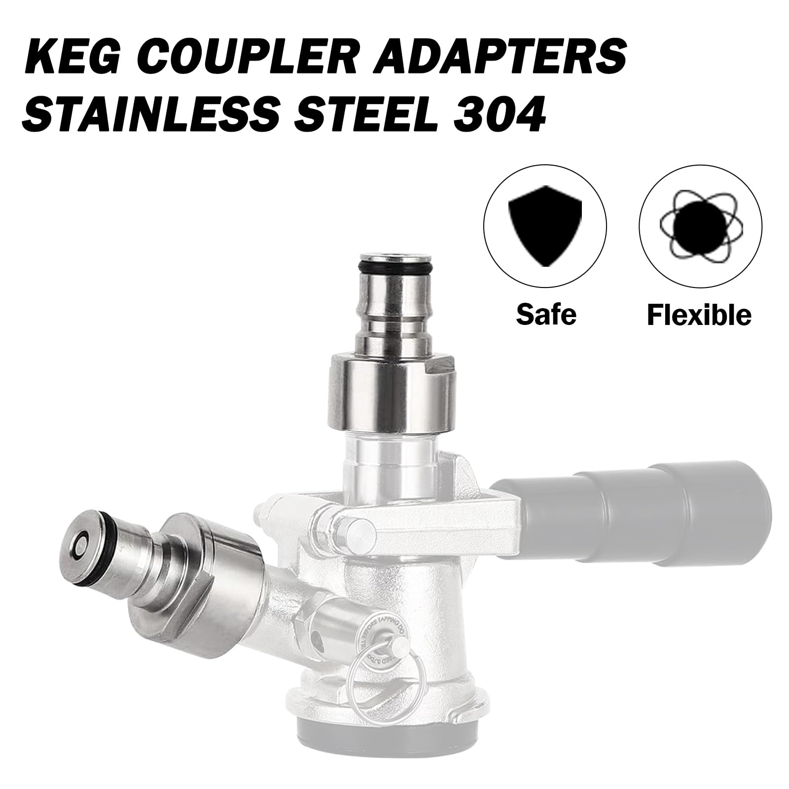 LUCKEG Adaptador de acoplador de Barril de Bloqueo de Bola, Acero Inoxidable, Plata