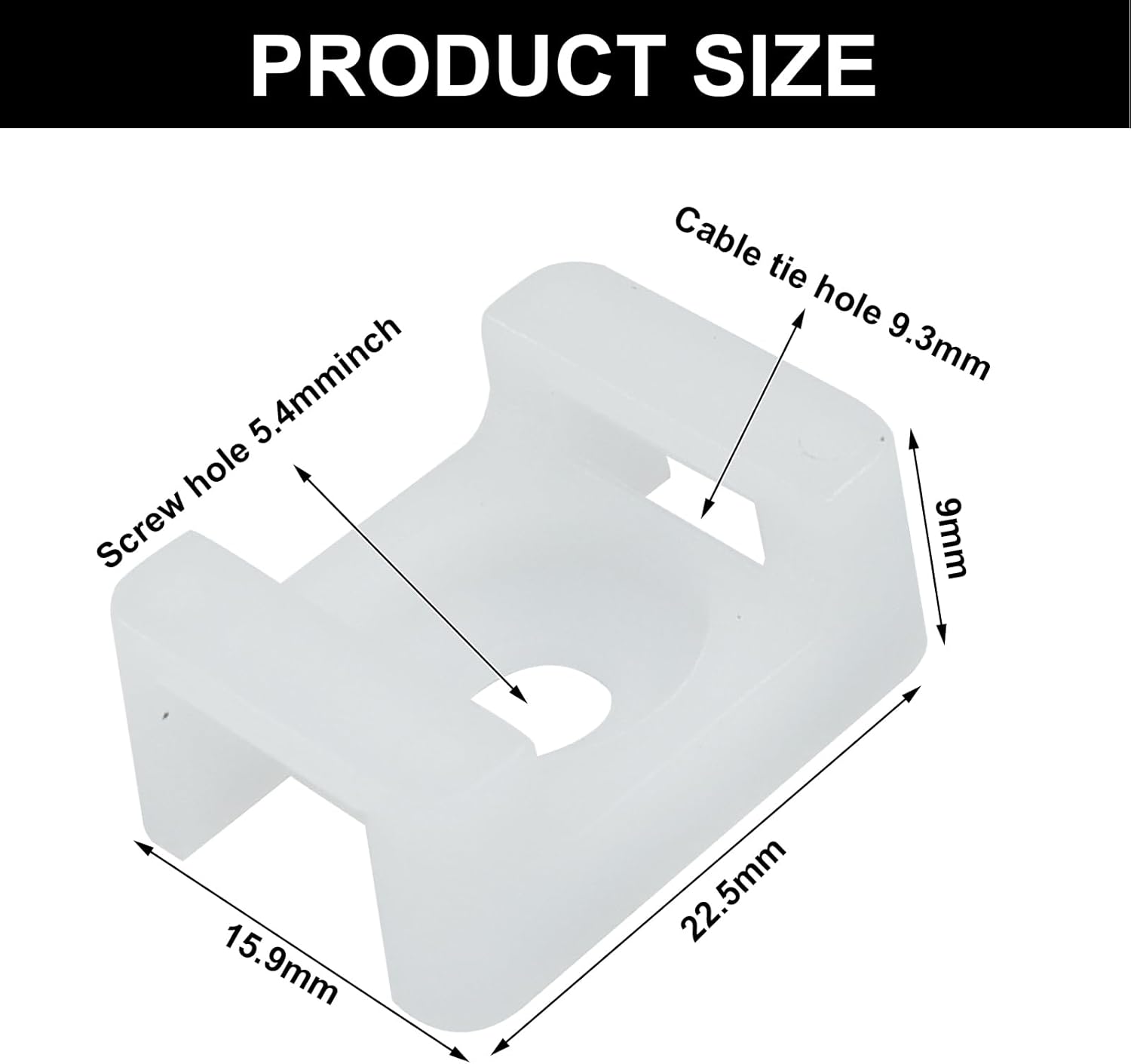 Murtenze 100 Pcs Cable Tie Mount Base, White Zip Ties Mounting Saddle Type 5 mm Screw Hole, Cord Tie Mount Wire Holder for Home/Outdoor/Garden