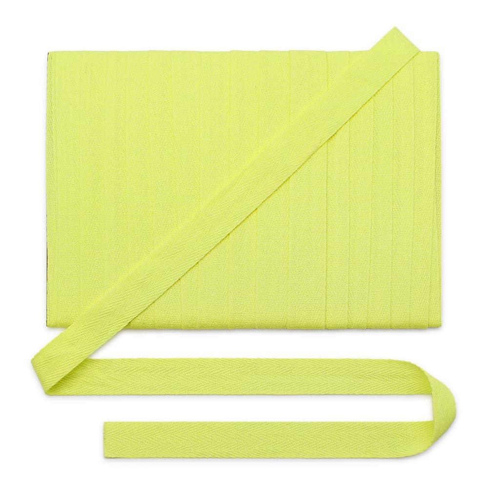 Jamsinmu Cotton Webbing Bias Tape 20 mm, Cotton Webbing Fish Gration Cotton Twill Ribbon, Craft Ribbons for Sewing On, Yellow C605, 22 Yards