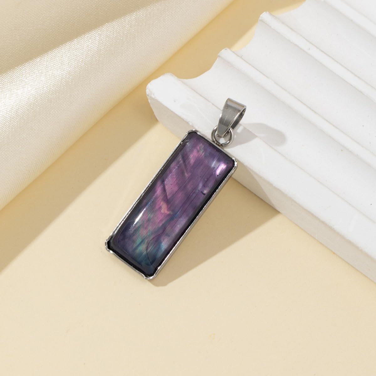 10pcs Natural Shell Rectangle Pendant Silver Edging Design For Jewelry Making DIY Necklace Earrings Bracelet Accessory - Image 3